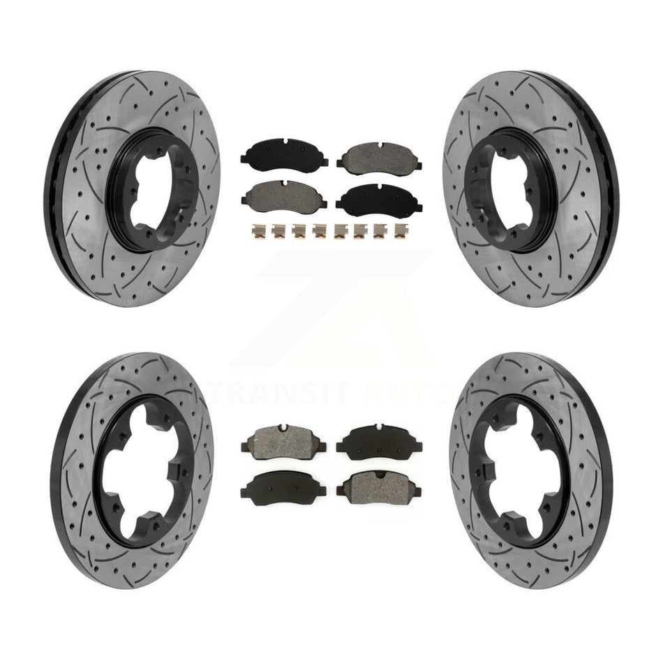 Front Rear Drill Slot Brake Rotors Semi-Metallic Pad Kit For Ford Transit-250 Transit-150 KDS-101619