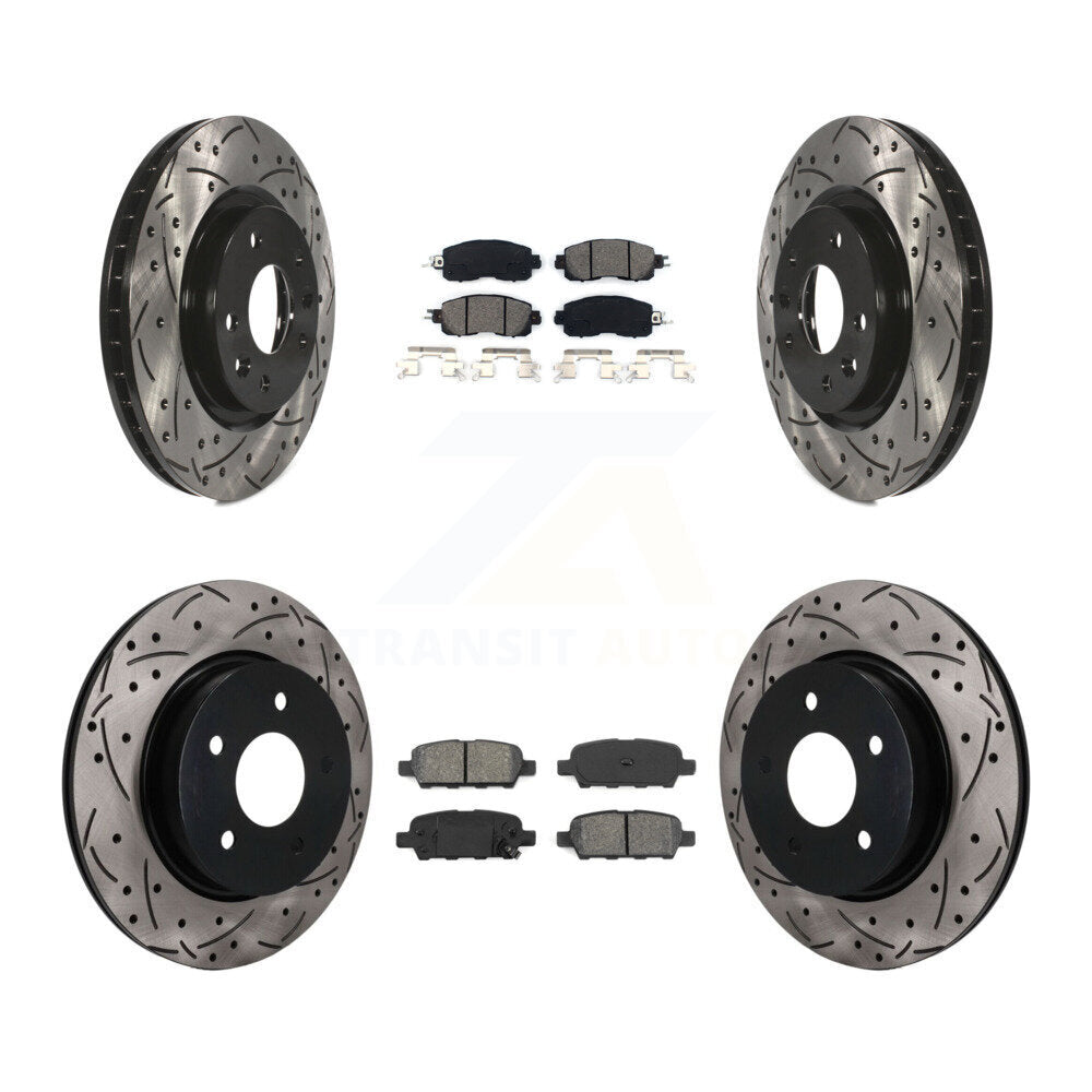 Front Rear Coated Drilled Slotted Disc Brake Rotors Semi-Metallic Pad Kit For Nissan LEAF KDS-101620