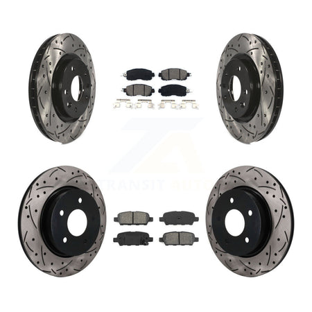 Front Rear Coated Drilled Slotted Disc Brake Rotors Semi-Metallic Pad Kit For Nissan LEAF KDS-101620