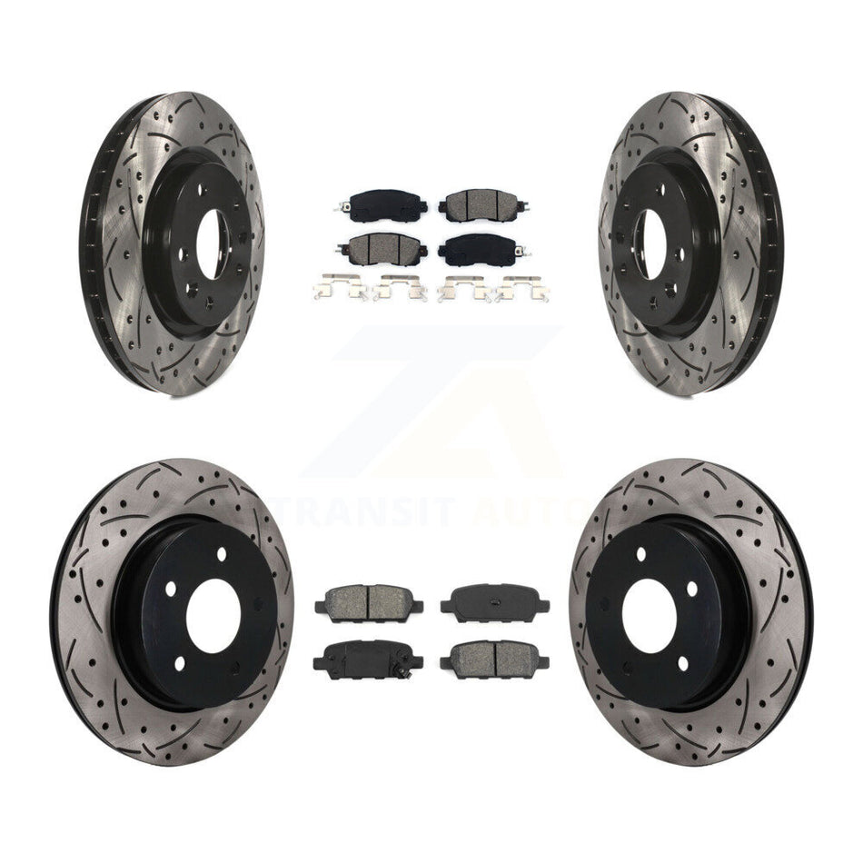 Front Rear Coated Drilled Slotted Disc Brake Rotors Semi-Metallic Pad Kit For Nissan LEAF KDS-101620