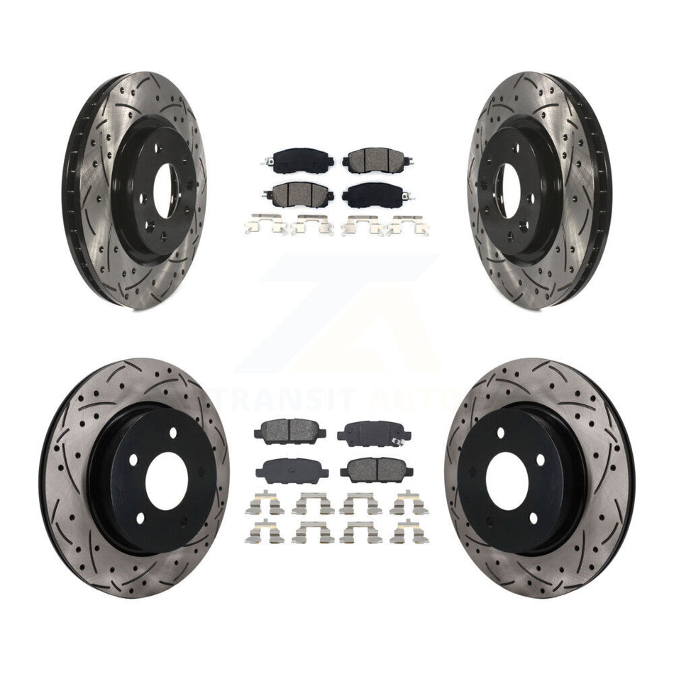 Front Rear Coated Drilled Slotted Disc Brake Rotors Semi-Metallic Pad Kit For Nissan LEAF KDS-101620