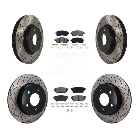 Front Rear Coated Drilled Slot Disc Brake Rotor & Semi-Metallic Pad Kit For Nissan Altima KDS-101621