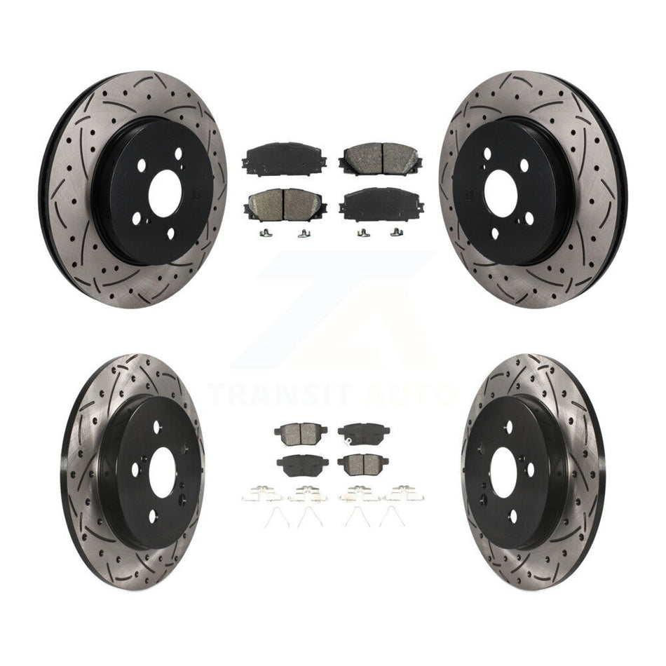 Front Rear Drill Slot Brake Rotor Semi-Metallic Pad Kit For Toyota Prius Prime From 05 19 KDS-101622