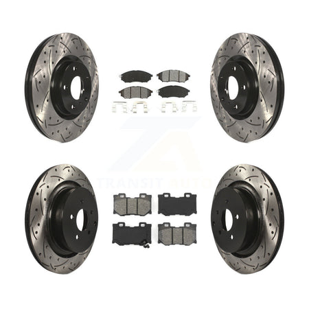 Front Rear Drilled Slot Brake Rotors Semi-Metallic Pad Kit For INFINITI M37 QX70 Q70 Q70L KDS-101623