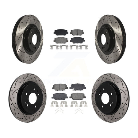 Front Rear Drilled Slot Brake Rotors Semi-Metallic Pad Kit For 2019-2020 Hyundai Santa Fe KDS-101626