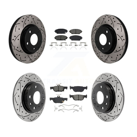 Front Rear Coated Drilled Slotted Disc Brake Rotors Semi-Metallic Pad Kit For Mazda CX-30 KDS-101628