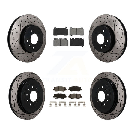 Front Rear Coated Drilled Slotted Disc Brake Rotor Semi-Metallic Pad Kit For Cadillac ATS KDS-101633