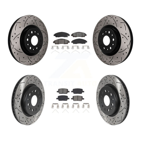 Front Rear Drilled Slot Brake Rotors Semi-Metallic Pad Kit For Cadillac XT5 Buick Enclave KDS-101635