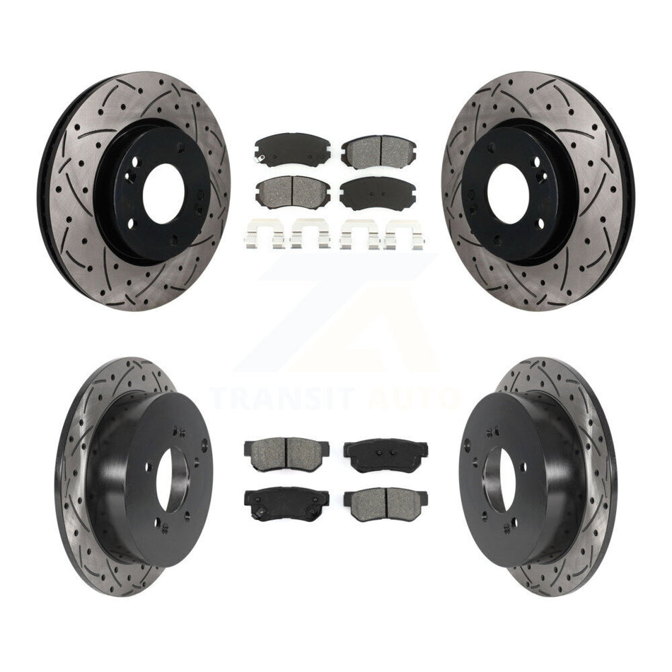 Front Rear Drilled Slot Brake Rotor Semi-Metallic Pad Kit For Hyundai Tucson Kia Sportage KDS-101637