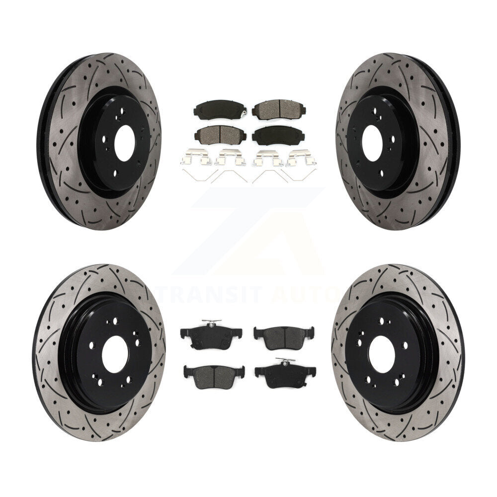 Front Rear Coat Drill Slot Disc Brake Rotor Semi-Metallic Pad Kit For 2019-2021 Acura RDX KDS-101638