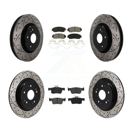 Front Rear Coat Drill Slot Disc Brake Rotor Semi-Metallic Pad Kit For 2019-2021 Acura RDX KDS-101638