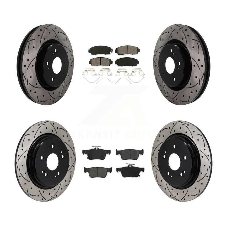 Front Rear Coat Drill Slot Disc Brake Rotor Semi-Metallic Pad Kit For 2019-2021 Acura RDX KDS-101638
