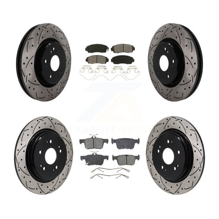 Front Rear Coat Drill Slot Disc Brake Rotor Semi-Metallic Pad Kit For 2022-2024 Acura RDX KDS-101639
