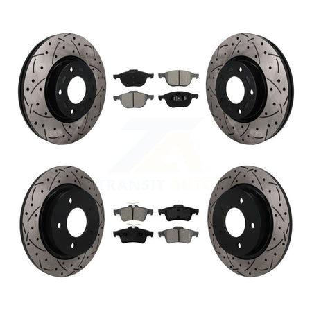 Front Rear Coated Drilled Slot Disc Brake Rotor & Semi-Metallic Pad Kit For Mazda 3 Sport KDS-101641