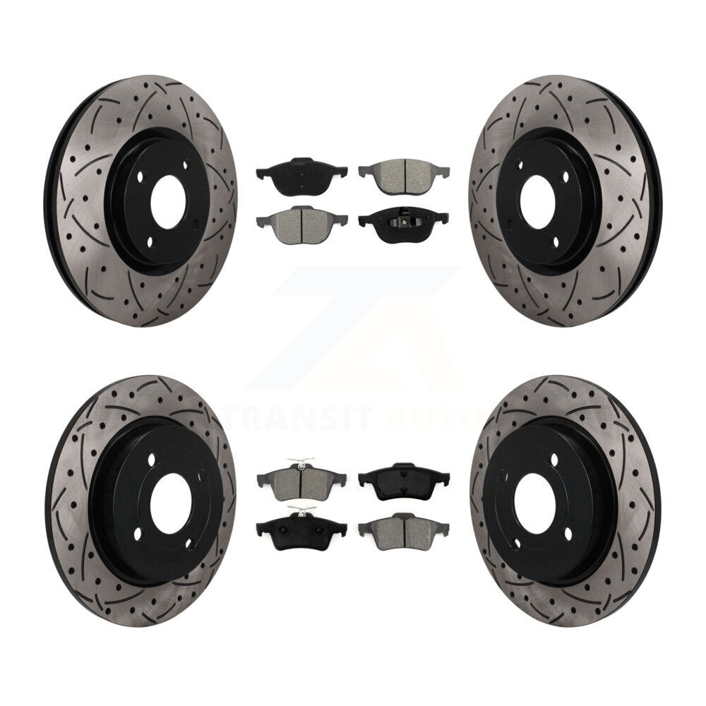 Front Rear Drilled Slot Brake Rotor Semi-Metallic Pad Kit For 2018-2022 Ford EcoSport AWD KDS-101643