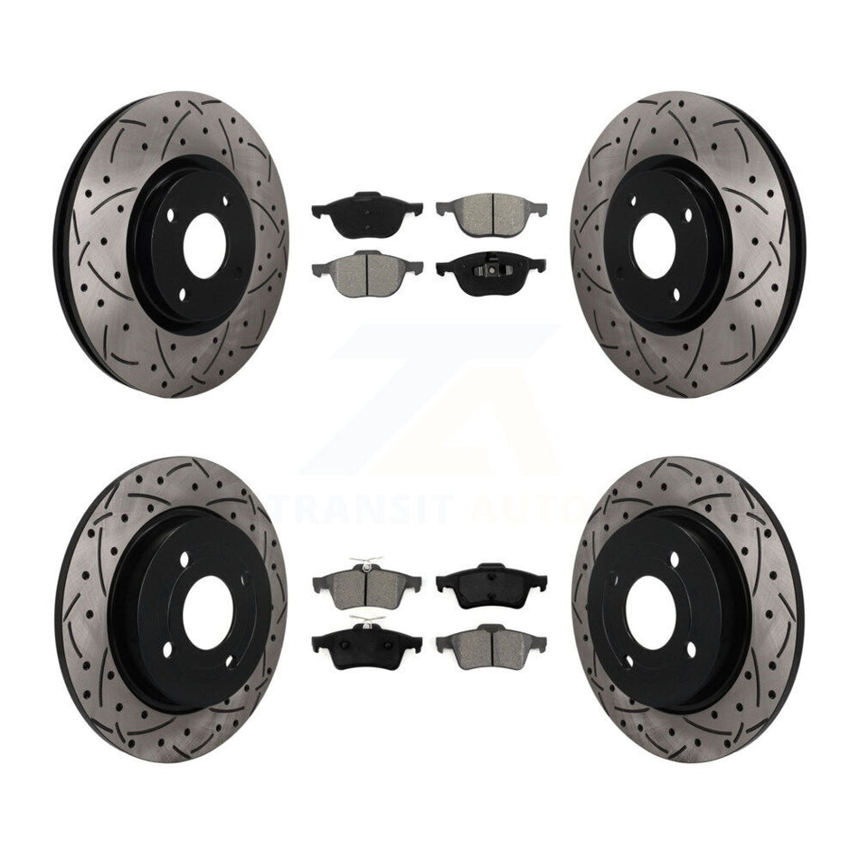 Front Rear Drilled Slot Brake Rotor Semi-Metallic Pad Kit For 2018-2022 Ford EcoSport AWD KDS-101643