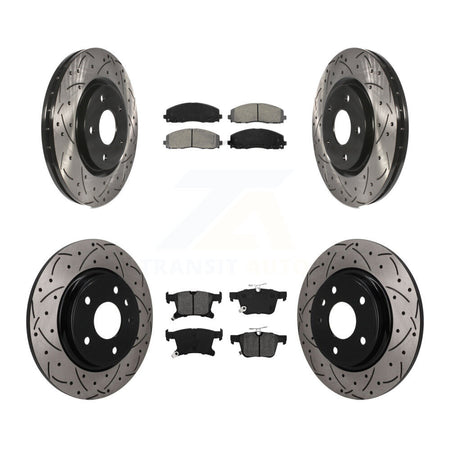 Front Rear Drill Slot Disc Brake Rotors Semi-Metallic Pad Kit For Chrysler Pacifica Grand KDS-101646