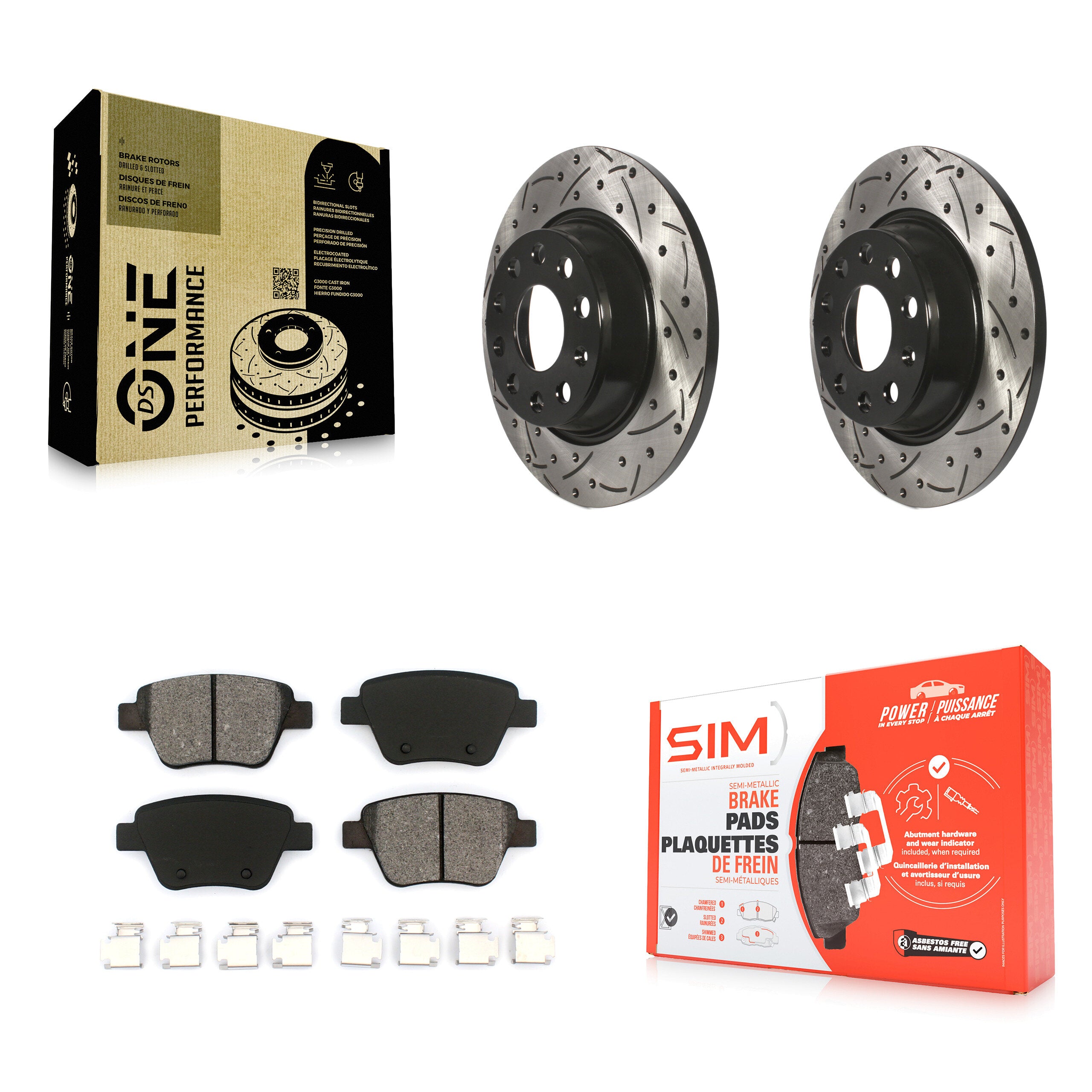 Rear Drill Slot Disc Brake Rotor Semi-Metallic Pad Kit For Audi A3 Quattro Volkswagen Eos KDS-101648