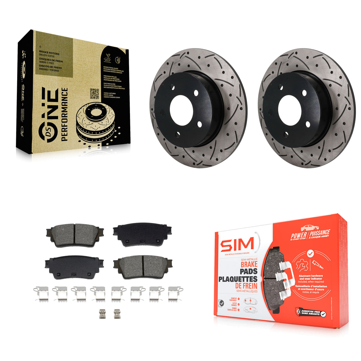 Rear Coated Drilled Slot Disc Brake Rotor & Semi-Metallic Pad Kit For Nissan Kicks Altima KDS-101651