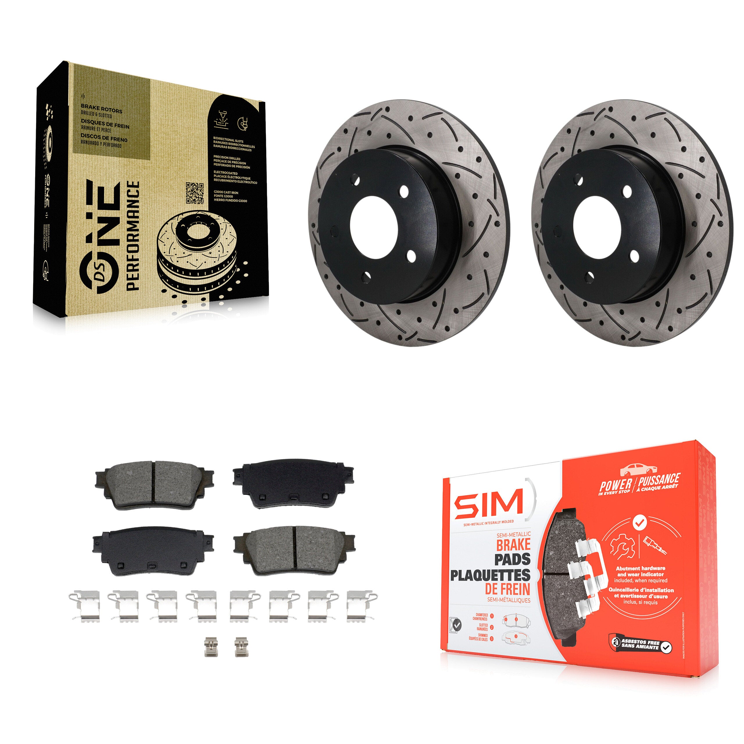 Rear Coated Drilled Slot Disc Brake Rotor & Semi-Metallic Pad Kit For Nissan Kicks Altima KDS-101651