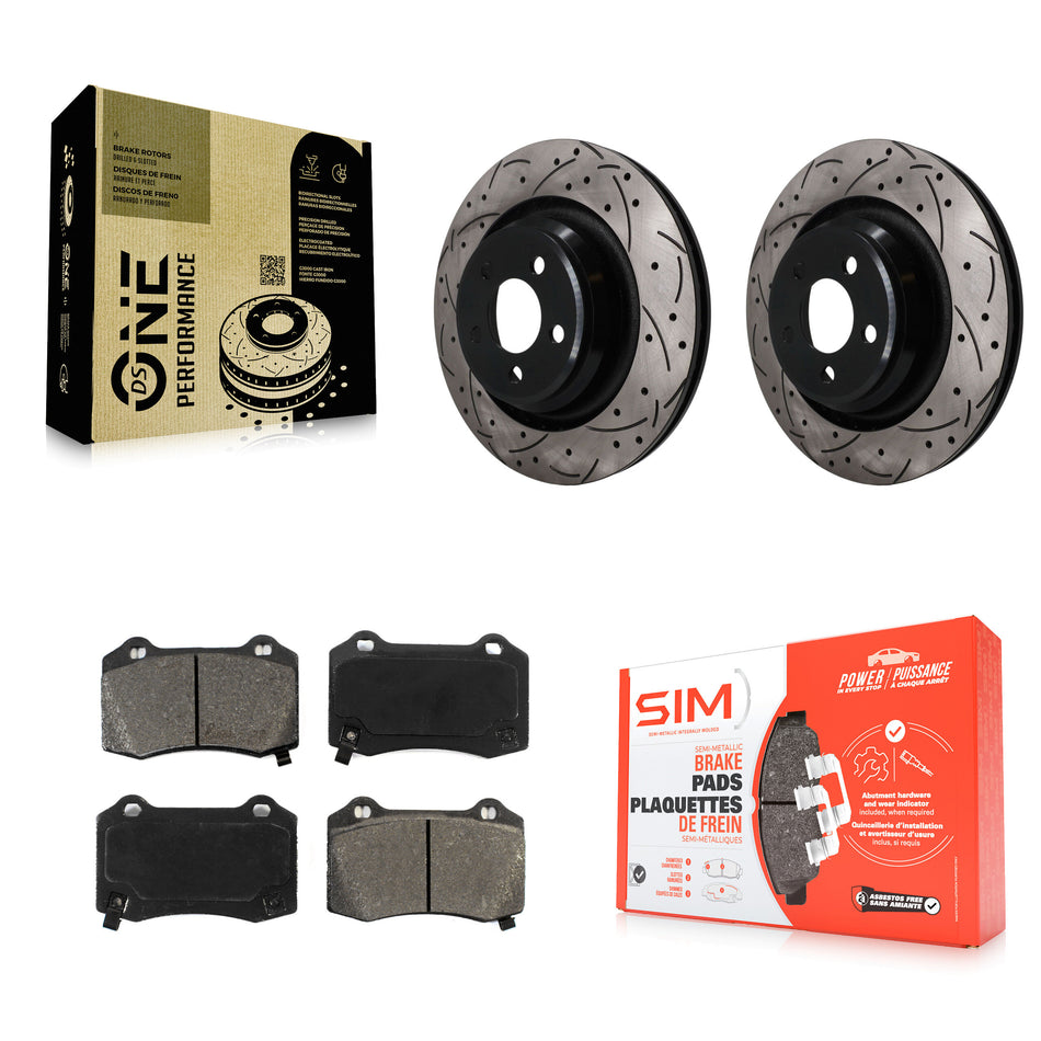 Rear Drilled Slot Brake Rotor Semi-Metallic Pad Kit For Dodge Charger Chrysler 300 Magnum KDS-101658