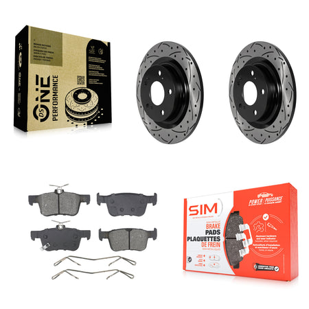 Rear Coated Drill Slot Disc Brake Rotor Semi-Metallic Pad Kit For 2024 Acura Integra 2.0L KDS-101660