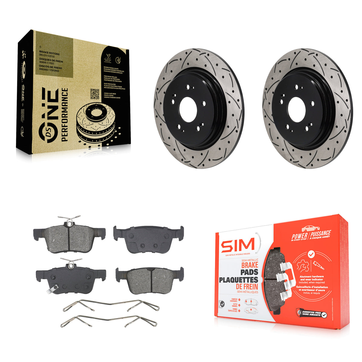 Rear Coated Drilled Slot Disc Brake Rotor & Semi-Metallic Pad Kit For 2022-2024 Acura RDX KDS-101663
