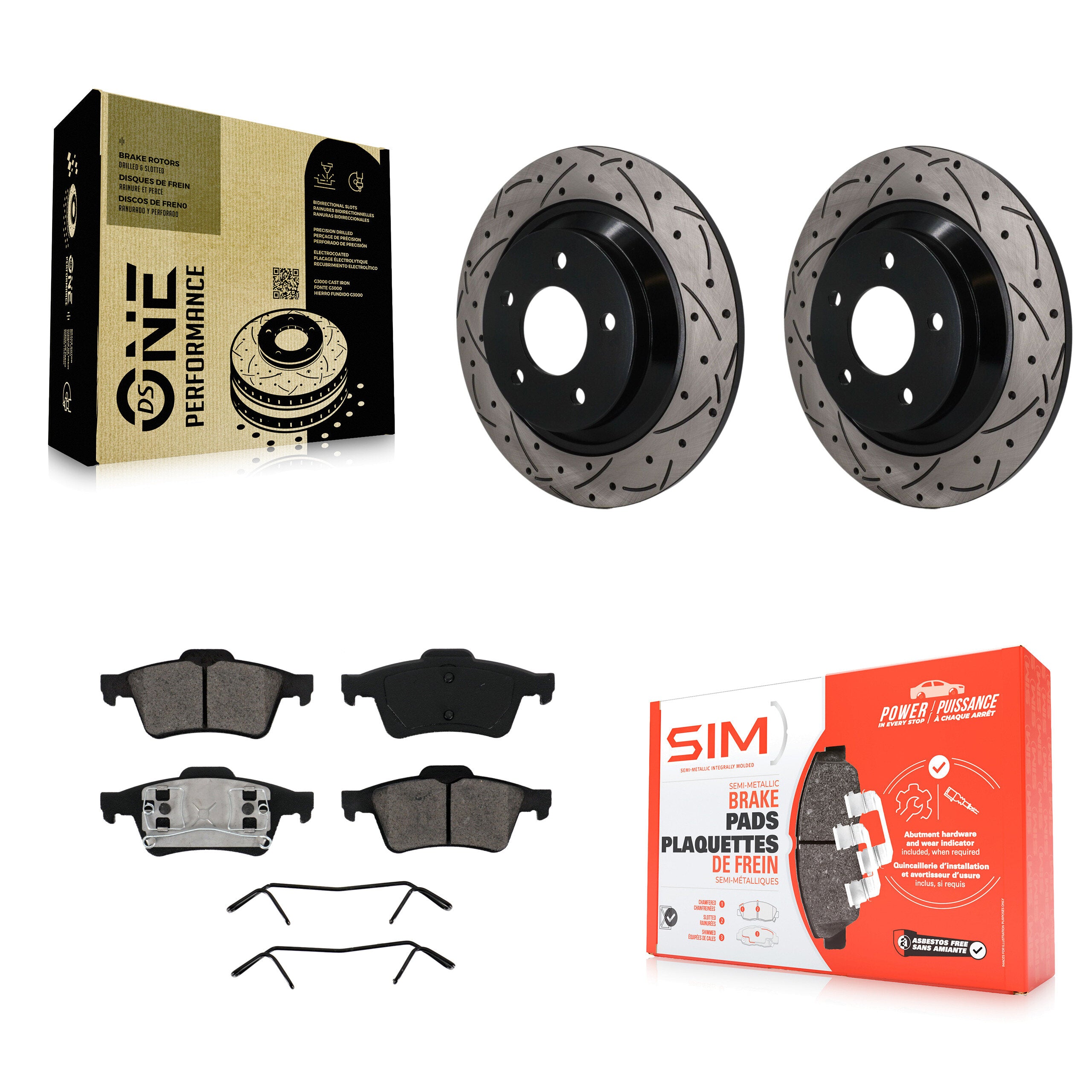 Rear Coated Drilled Slot Disc Brake Rotor Semi-Metallic Pad Kit For 2006 Mazda 5 To 02 06 KDS-101667