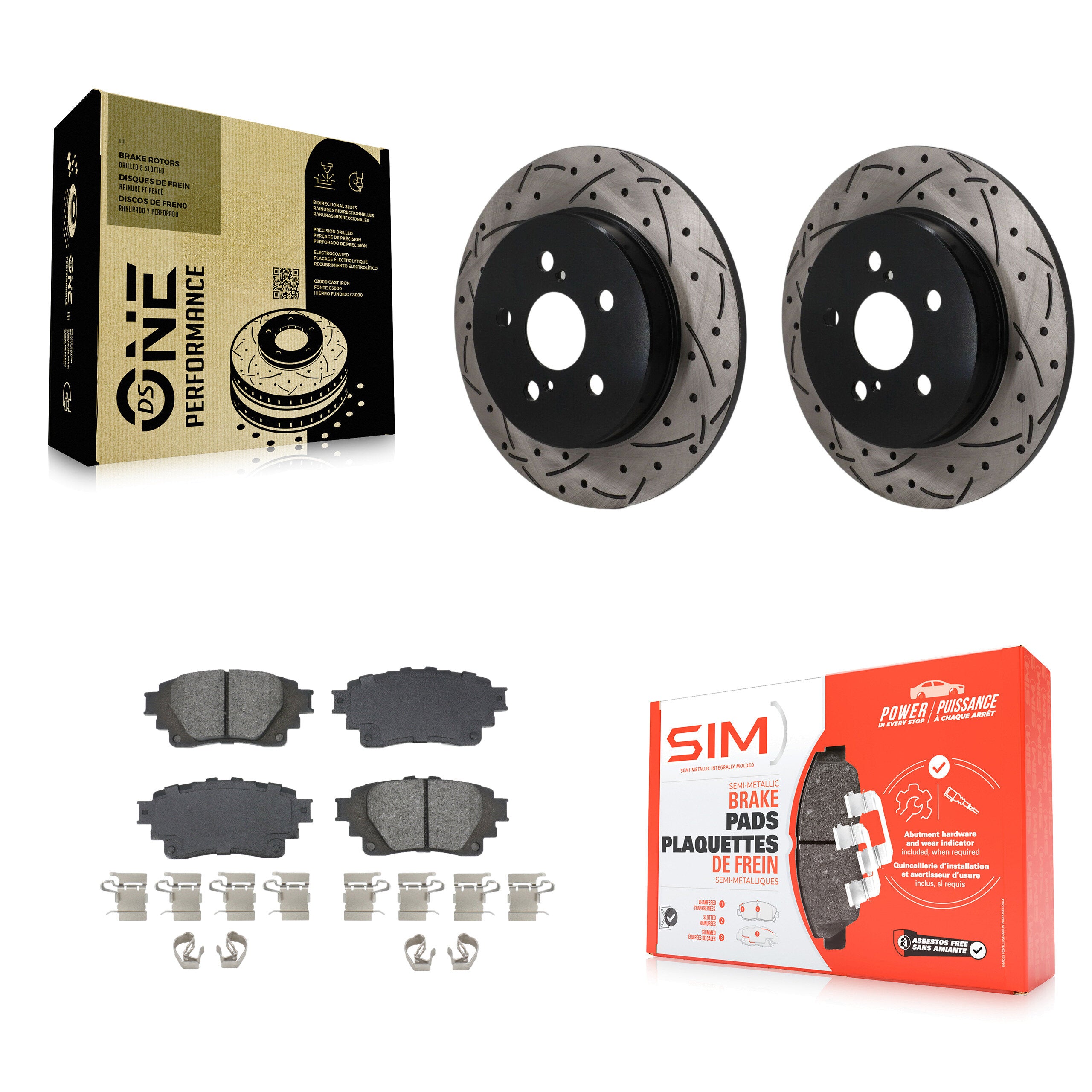 Rear Coated Drilled Slotted Disc Brake Rotor And Semi-Metallic Pad Kit For Toyota Corolla KDS-101671
