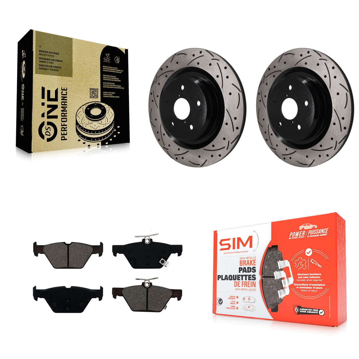 Rear Coated Drill Slot Disc Brake Rotor Semi-Metallic Pad Kit For 2019-2024 Subaru Ascent KDS-101674