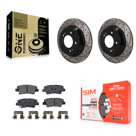 Rear Drilled Slot Brake Rotors Semi-Metallic Pad Kit For 22-23 Hyundai Kona FWD with 1.6L KDS-101685