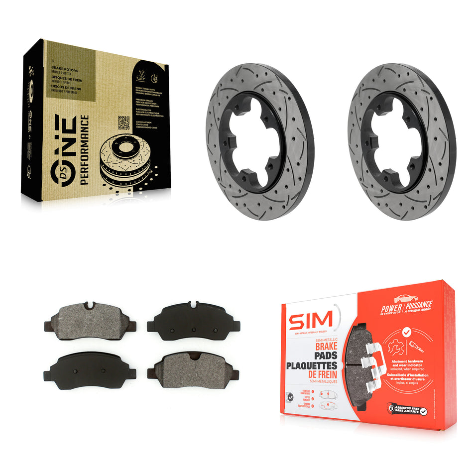 Rear Drilled Slot Brake Rotor & Semi-Metallic Pad Kit For Ford Transit-250 Transit-150 HD KDS-101687