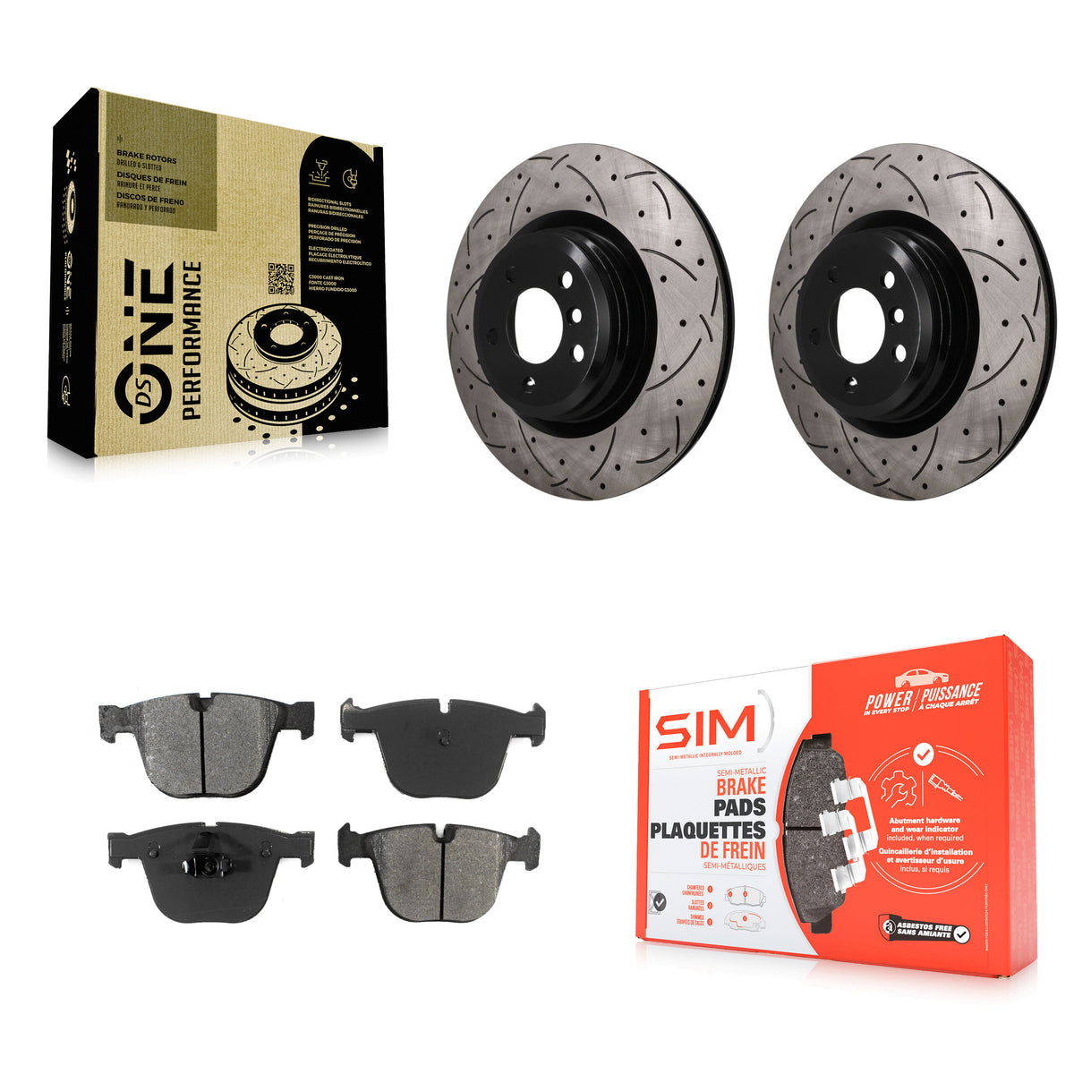 Rear Drill Slot Brake Rotors Semi-Metallic Pad Kit For BMW 750i xDrive 750Li 550i GT B7 7 KDS-101689