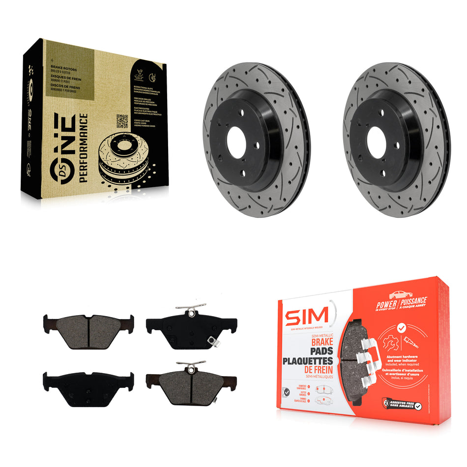 Rear Coat Drill Slot Disc Brake Rotor Semi-Metallic Pad Kit For Subaru Forester Crosstrek KDS-101693