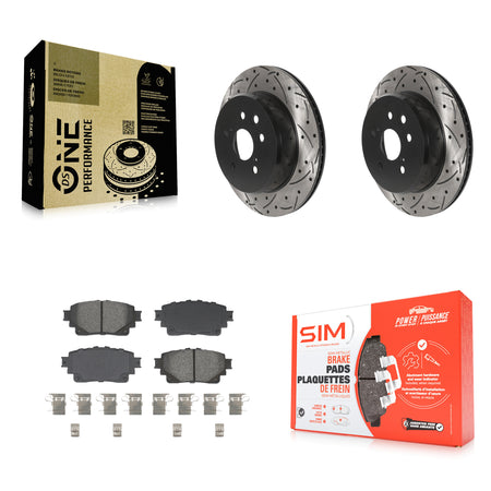 Rear Drilled Slot Disc Brake Rotor Semi-Metallic Pad Kit For 2021 Lexus IS350 RC350 RC300 KDS-101694