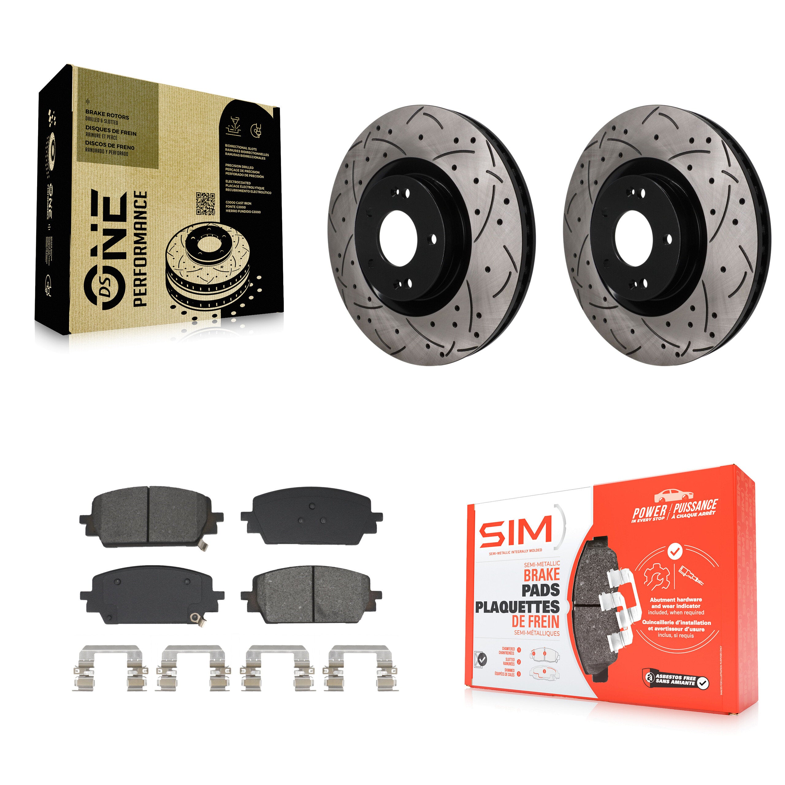 Front Drill Slot Brake Rotors Semi-Metallic Pad Kit For Hyundai Santa Fe Kia Sorento Cruz KDS-101699