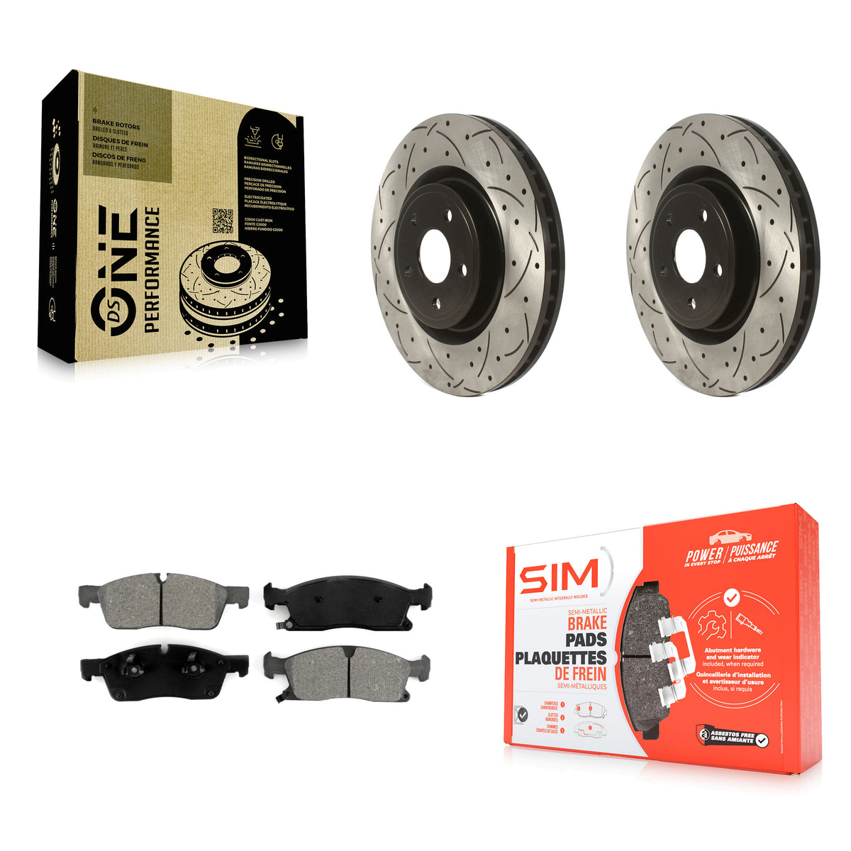 Front Coated Drilled Slotted Disc Brake Rotor And Semi-Metallic Pad Kit For Dodge Durango KDS-101700