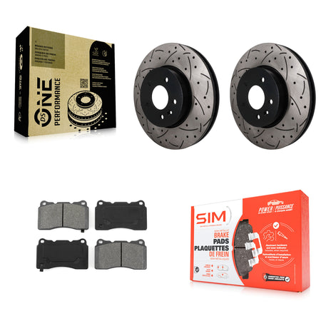 Front Coated Drilled Slotted Disc Brake Rotors And Semi-Metallic Pad Kit For Cadillac ATS KDS-101702
