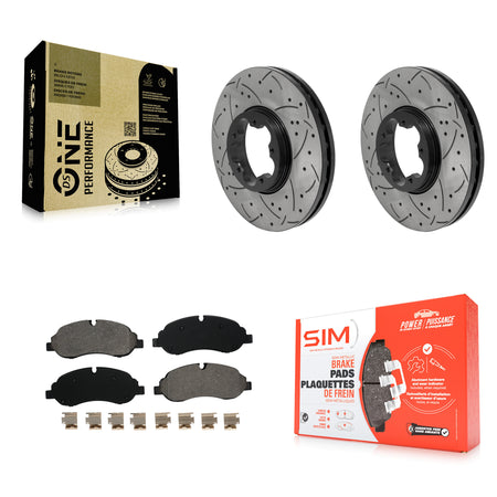 Front Drill Slot Disc Brake Rotors Semi-Metallic Pad Kit For Ford Transit-250 Transit-150 KDS-101704