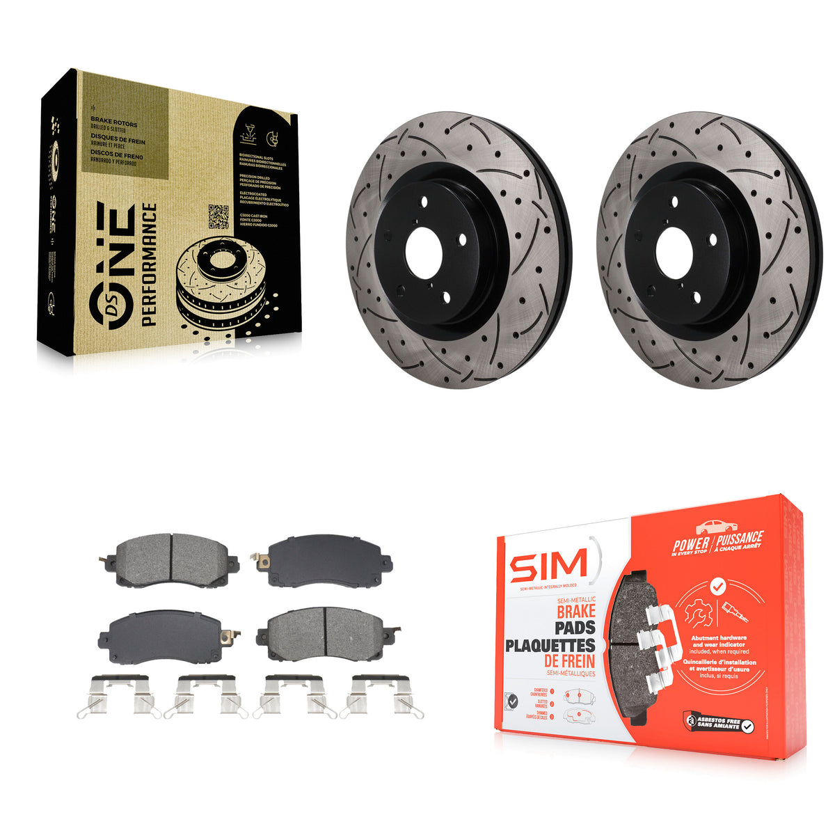 Front Drill Slot Brake Rotors Semi-Metallic Pad Kit For Subaru Forester Outback Crosstrek KDS-101705