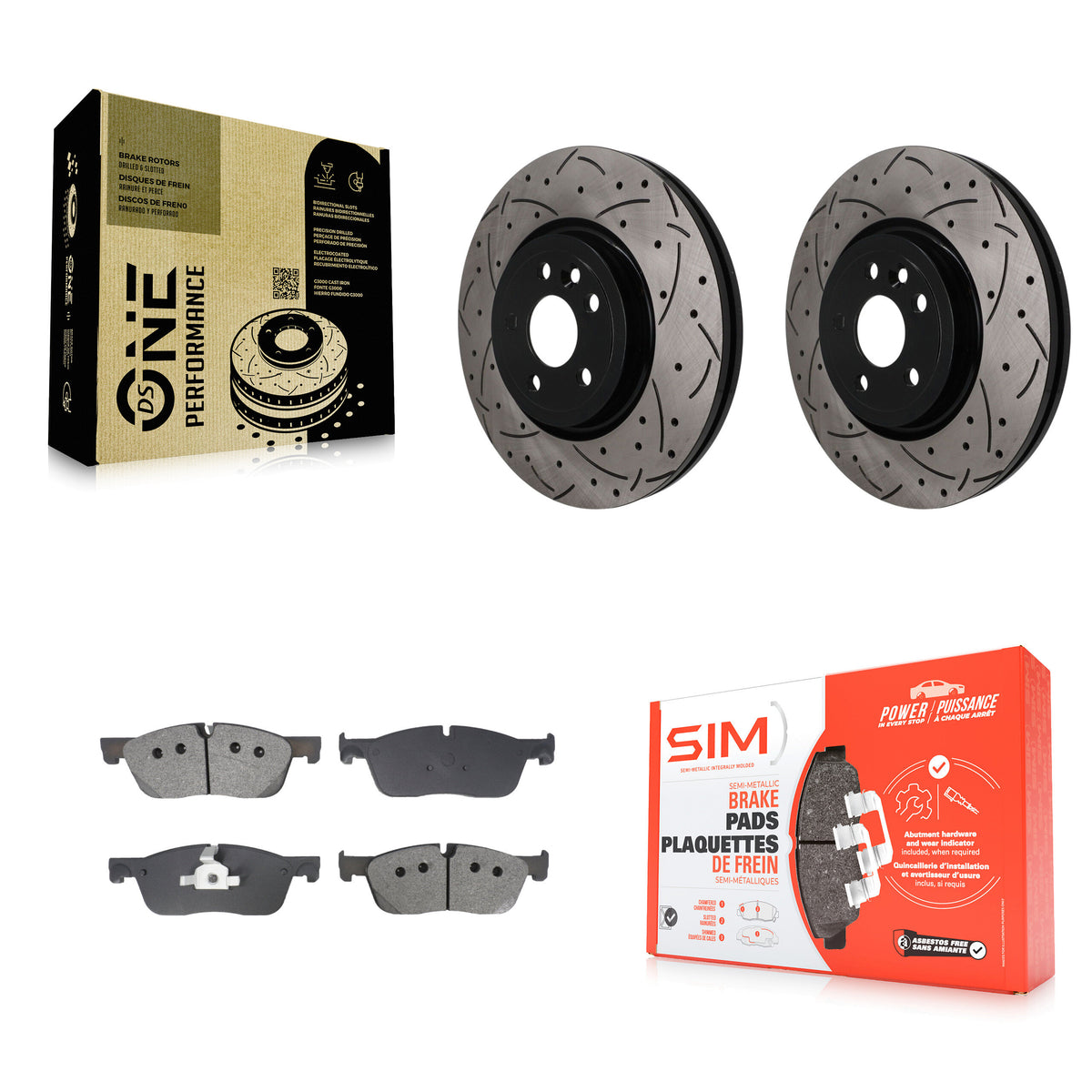 Front Drilled Slot Brake Rotor & Semi-Metallic Pad Kit For Jaguar F-Pace Land Rover Range KDS-101708