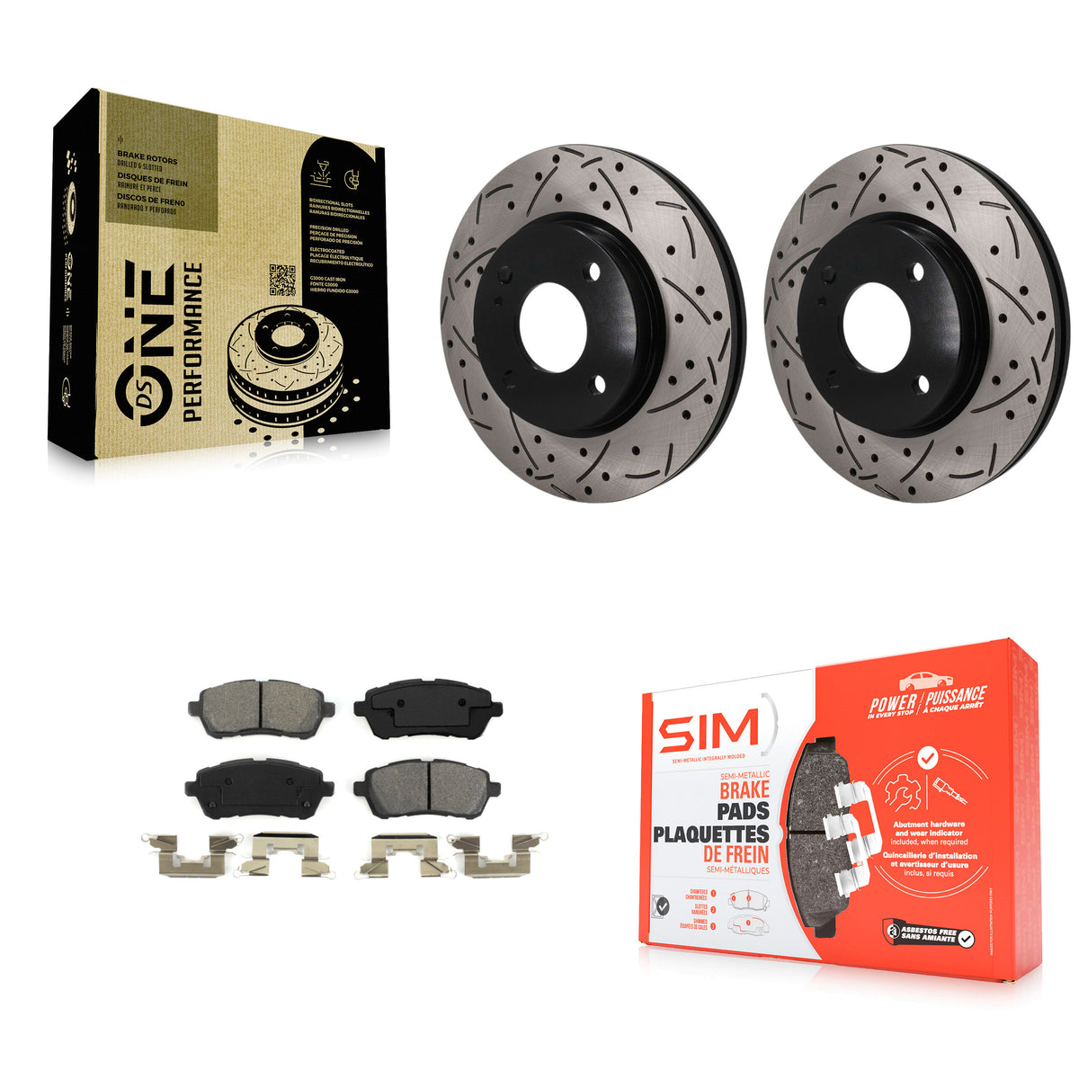Front Coated Drilled Slotted Disc Brake Rotors And Semi-Metallic Pads Kit For Ford Fiesta KDS-101717