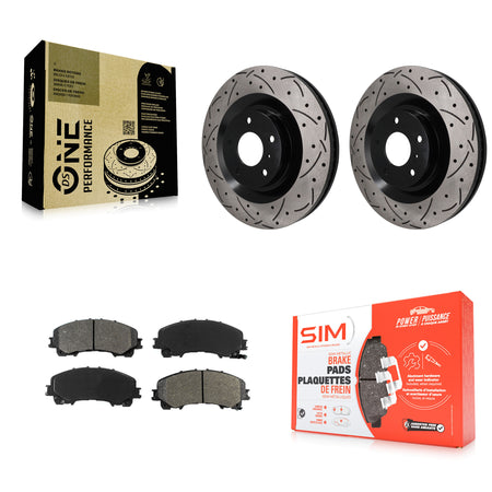 Front Coated Drilled Slot Disc Brake Rotor & Semi-Metallic Pad Kit For INFINITI QX50 QX55 KDS-101719