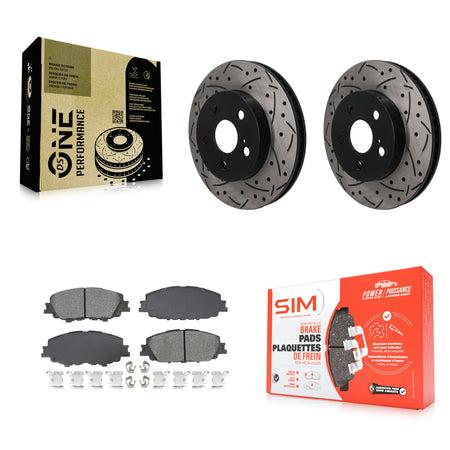 Front Coated Drilled Slotted Disc Brake Rotors & Semi-Metallic Pad Kit For Toyota Corolla KDS-101730