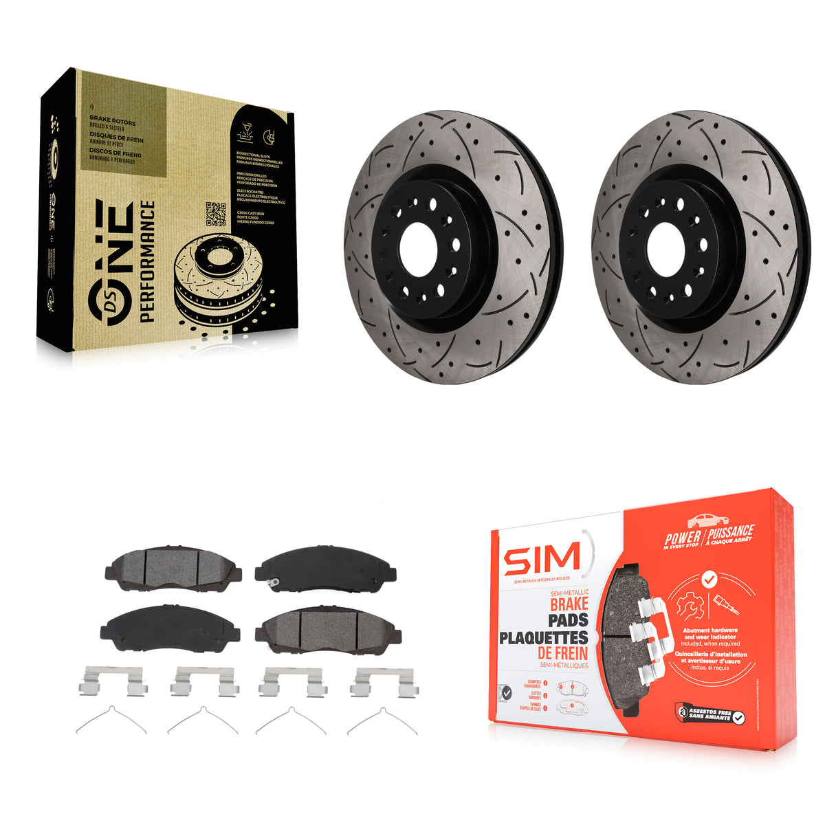 Front Drilled Slot Brake Rotor & Semi-Metallic Pad Kit For Cadillac XT5 Buick Enclave XT6 KDS-101736