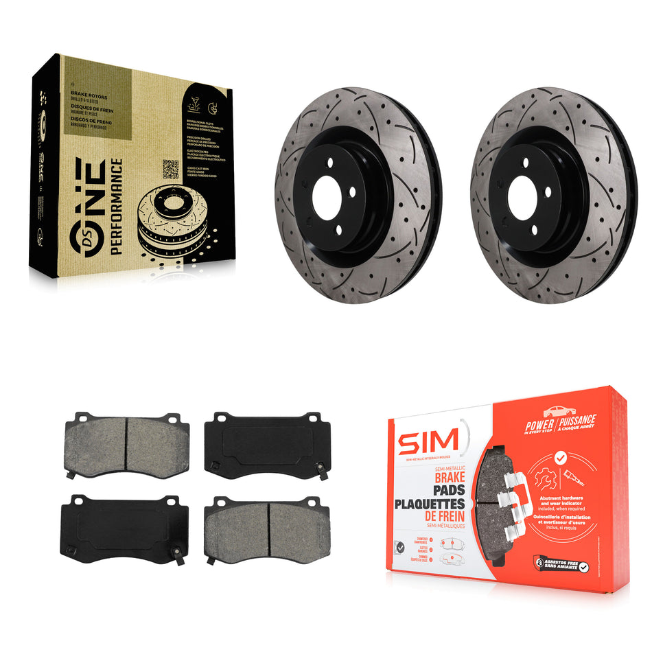 Front Drill Slot Brake Rotors Semi-Metallic Pad Kit For Dodge Charger Chrysler 300 Magnum KDS-101739