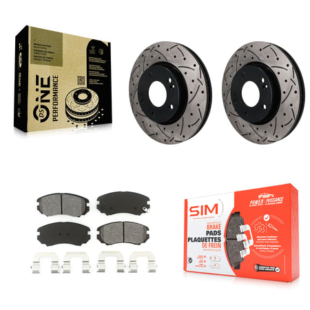 Front Drilled Slot Brake Rotor & Semi-Metallic Pad Kit For Hyundai Kia Sonata Tucson Soul KDS-101746