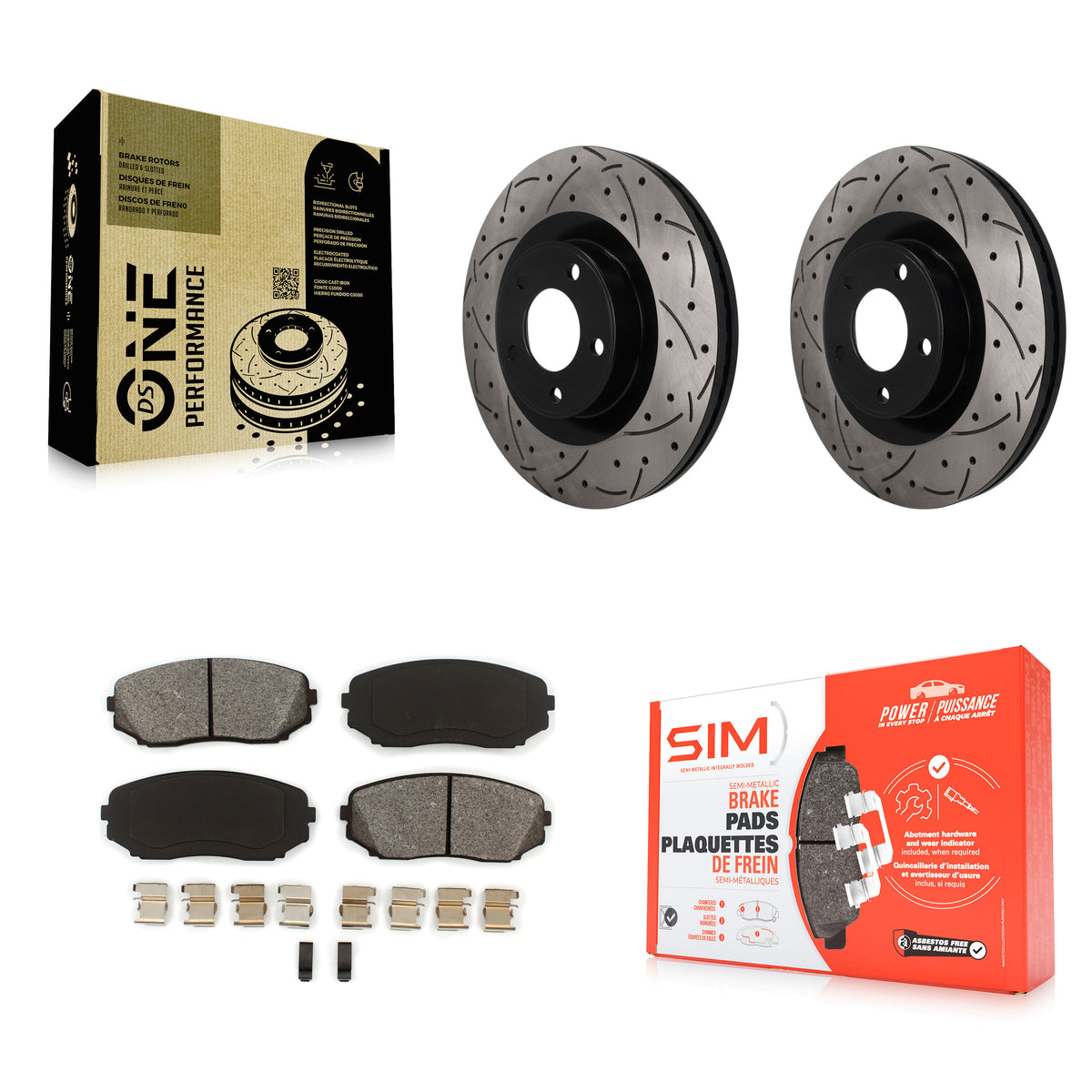 Front Coated Drill Slot Disc Brake Rotors Semi-Metallic Pad Kit For Ford Edge Lincoln MKX KDS-101749