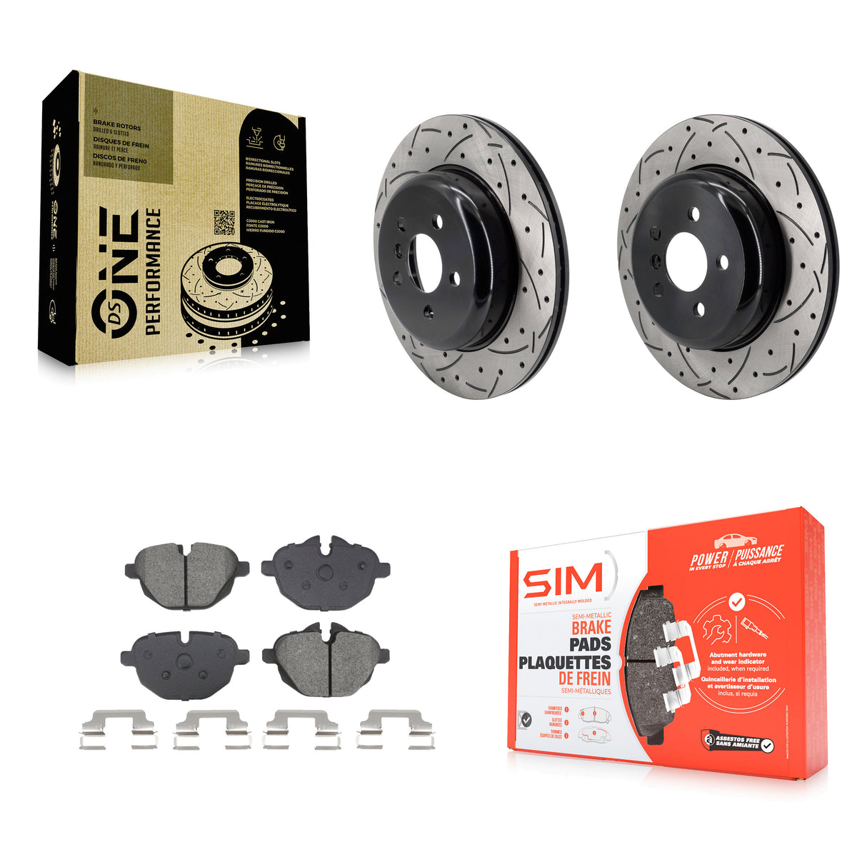 Rear Coated Drilled Slotted Disc Brake Rotor & Semi-Metallic Pad Kit For 2022 BMW X3 2.0L KDS-101797