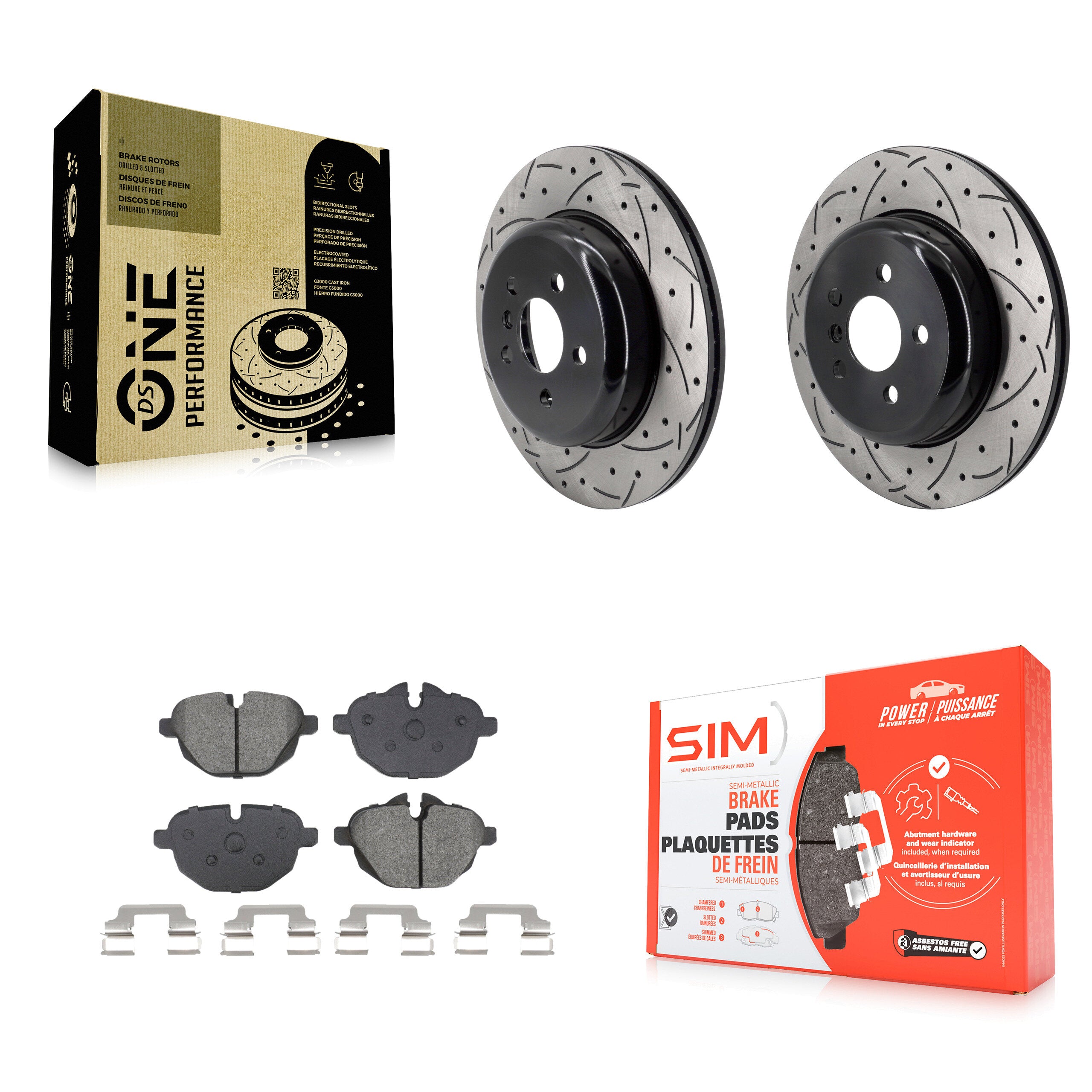 Rear Coated Drilled Slotted Disc Brake Rotor & Semi-Metallic Pad Kit For 2022 BMW X3 2.0L KDS-101797